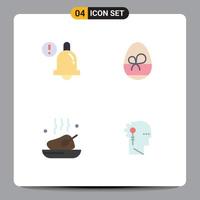 4 concepto de icono plano para sitios web móviles y aplicaciones alarma comida huevo comer asado elementos de diseño vectorial editables vector