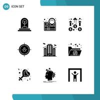 Pictogram Set of 9 Simple Solid Glyphs of planning management success business marketing Editable Vector Design Elements