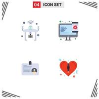 Set of 4 Modern UI Icons Symbols Signs for drone user things responsive id Editable Vector Design Elements