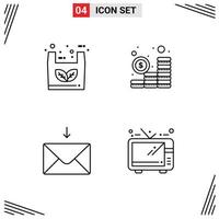 paquete de iconos de vector de stock de 4 signos y símbolos de línea para mensaje de bolsa compras dinero entretenimiento elementos de diseño de vector editables