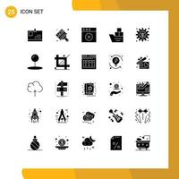 25 Universal Solid Glyphs Set for Web and Mobile Applications gear ship app transportation good Editable Vector Design Elements