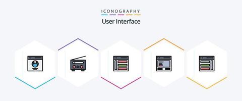 Interfaz de usuario Paquete de iconos de 25 líneas completas que incluye comunicación. acción. usuario. usuario. izquierda vector