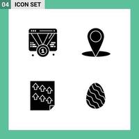 Pack of 4 creative Solid Glyphs of badge high web map paper Editable Vector Design Elements