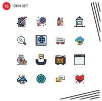 Modern Set of 16 Flat Color Filled Lines and symbols such as research yogurt sign pack bottle Editable Creative Vector Design Elements