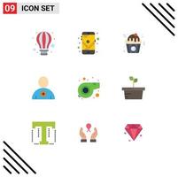 Mobile Interface Flat Color Set of 9 Pictograms of nature sport cupcake referee new Editable Vector Design Elements