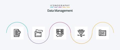 paquete de iconos de la línea 5 de gestión de datos que incluye datos. servidor control. mano vector