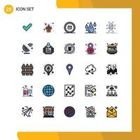 Group of 25 Modern Filled line Flat Colors Set for drop design envelope color work Editable Vector Design Elements