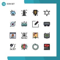 Universal Icon Symbols Group of 16 Modern Flat Color Filled Lines of left arrow car space figure Editable Creative Vector Design Elements