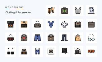 paquete de iconos de estilo lleno de línea de accesorios de ropa 25 vector