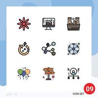 9 Universal Filledline Flat Color Signs Symbols of link world beauty save arrow Editable Vector Design Elements