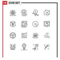 Universal Icon Symbols Group of 16 Modern Outlines of american cloud shop router internet Editable Vector Design Elements