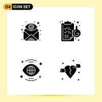 Universal Icon Symbols Group of 4 Modern Solid Glyphs of attachment eye find chemical search Editable Vector Design Elements