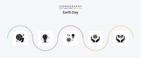 Earth Day Glyph 5 Icon Pack Including . save the world. earth. protect. earth vector