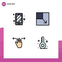 4 Filledline Flat Color concept for Websites Mobile and Apps phone three fingers expand gestures summer Editable Vector Design Elements