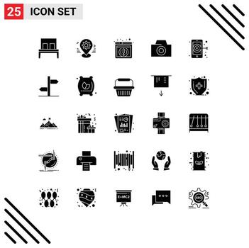 Set of 25 Modern UI Icons Symbols Signs for direction target setting digital photo Editable Vector Design Elements