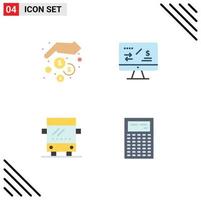 Set of 4 Modern UI Icons Symbols Signs for finance regular money saving income calculate Editable Vector Design Elements