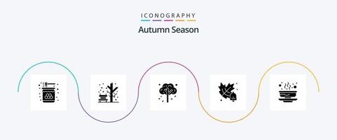 paquete de iconos de otoño glifo 5 que incluye. alimento. árbol. sopa. cuenco vector