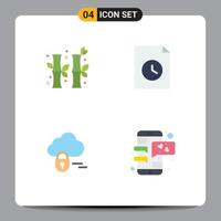 Modern Set of 4 Flat Icons and symbols such as bamboo server gree history conversation Editable Vector Design Elements