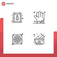 User Interface Pack of 4 Basic Filledline Flat Colors of account computer worker hand hardware Editable Vector Design Elements