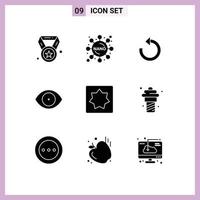 Set of 9 Modern UI Icons Symbols Signs for geometry baby reload vision face Editable Vector Design Elements