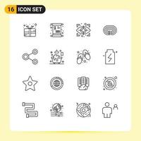 16 Creative Icons Modern Signs and Symbols of network connect eye track stadium Editable Vector Design Elements