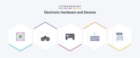 paquete de 25 iconos planos de dispositivos que incluye . Dakota del Sur. hardware. memoria. tarjeta vector