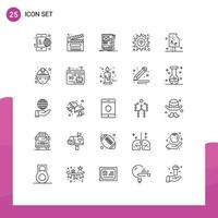 Set of 25 Vector Lines on Grid for wifi options multimedia gear layout Editable Vector Design Elements