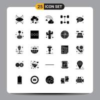 conjunto de 25 iconos modernos de ui símbolos signos para oftalmología cuidado de los ojos vehículos en la nube lluvia elementos de diseño vectorial editables vector