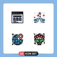 4 iconos creativos signos y símbolos modernos de página web romántica destino de aves elementos de diseño vectorial editables vector