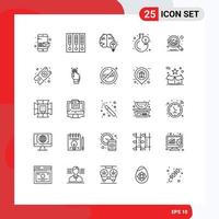 Set of 25 Modern UI Icons Symbols Signs for analytics blub idea flask bulb Editable Vector Design Elements