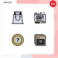 4 Creative Icons Modern Signs and Symbols of bag ask architecture floor question Editable Vector Design Elements