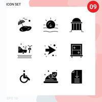 Set of 9 Modern UI Icons Symbols Signs for arrow car architecture bicycle institute Editable Vector Design Elements