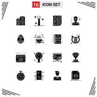 Pictogram Set of 16 Simple Solid Glyphs of egg sportsman data man athlete Editable Vector Design Elements