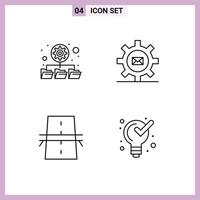 Universal Icon Symbols Group of 4 Modern Filledline Flat Colors of database construction setting mail grid Editable Vector Design Elements