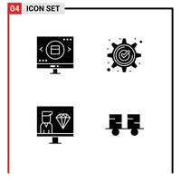 Modern Set of 4 Solid Glyphs and symbols such as glass mark shopping approved develop Editable Vector Design Elements