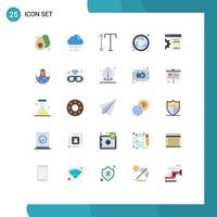 Pictogram Set of 25 Simple Flat Colors of business setting font design lens Editable Vector Design Elements