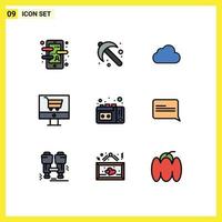 9 Creative Icons Modern Signs and Symbols of tape recording online tool ecommerce cloudy Editable Vector Design Elements