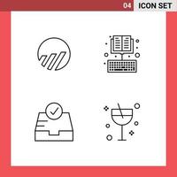 Set of 4 Modern UI Icons Symbols Signs for world coin check crypto currency ebook mailbox Editable Vector Design Elements