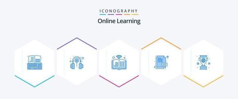 Online Learning 25 Blue icon pack including learn. pdf. online. file. signal vector