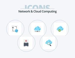 Network And Cloud Computing Flat Icon Pack 5 Icon Design. storage. cloud. computer. technology. network vector