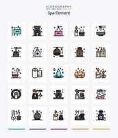 paquete de iconos rellenos de 25 líneas de elemento de spa creativo, como spa. miel. spa. belleza. spa vector