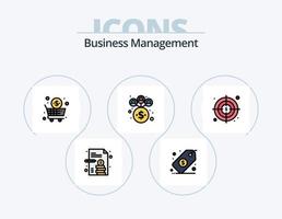 paquete de iconos lleno de línea de gestión empresarial 5 diseño de iconos. . gráfico. gráfico. negocio. metas vector