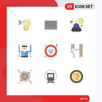 Universal Icon Symbols Group of 9 Modern Flat Colors of quality label account security criminal Editable Vector Design Elements