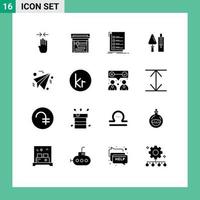 Pack of 16 creative Solid Glyphs of plane tool list masonry brickwork Editable Vector Design Elements