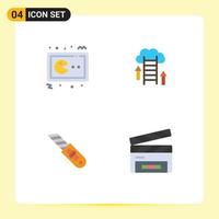 Group of 4 Flat Icons Signs and Symbols for pac man server gamepad download tool Editable Vector Design Elements