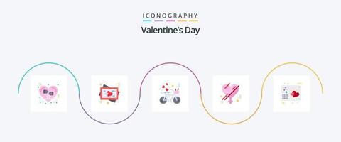 paquete de iconos flat 5 del día de san valentín que incluye romance. género. boda. femenino. corazón vector