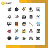Modern Set of 25 Filled line Flat Colors Pictograph of graph search gear options power Editable Vector Design Elements