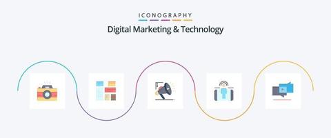 Digital Marketing And Technology Flat 5 Icon Pack Including marketing. marketing. marketing. user engagement. engagement vector