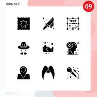 User Interface Pack of 9 Basic Solid Glyphs of user puzzle document education hat Editable Vector Design Elements