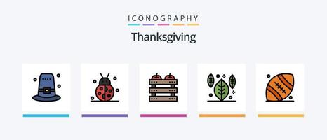 Thanksgiving Line Filled 5 Icon Pack Including harvest. crop. thanksgiving. cornucopia. thanksgiving. Creative Icons Design vector